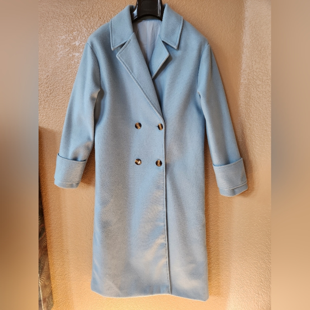 SHEIN Light Blue Long Winter Coat Size S